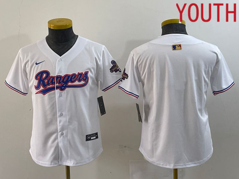 Youth Texas Rangers Blank White Champion Game Nike 2024 MLB Jersey style 1->youth mlb jersey->Youth Jersey